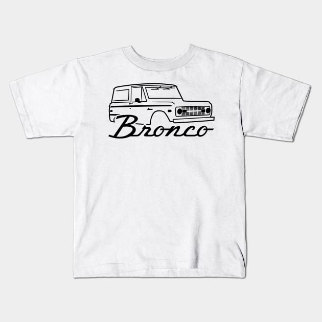 1966-1977 Ford Bronco Black With Logo Kids T-Shirt by The OBS Apparel